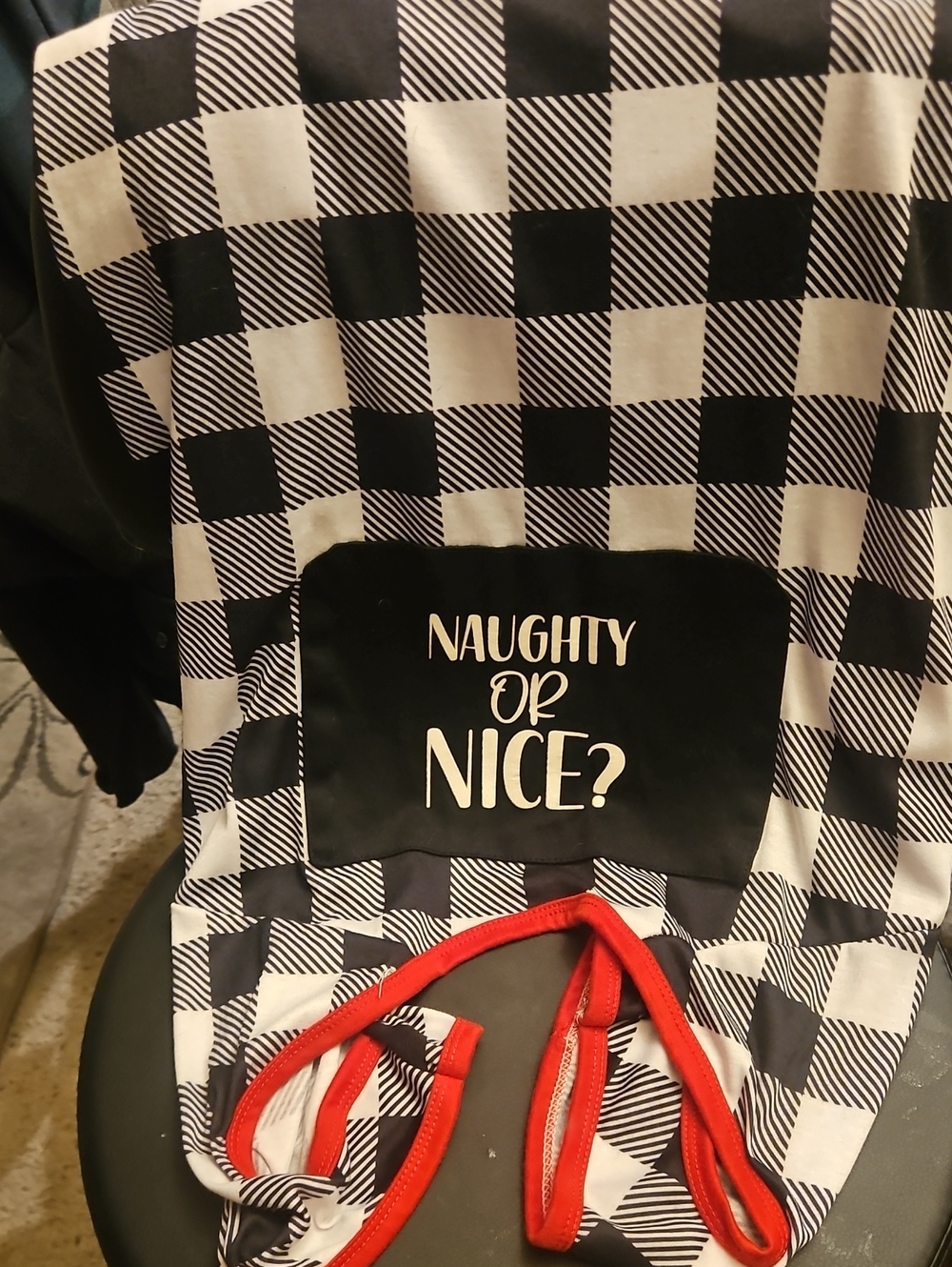 'Naughty or Nice?' Black & White Buffalo Plaid Dog Pajama Set